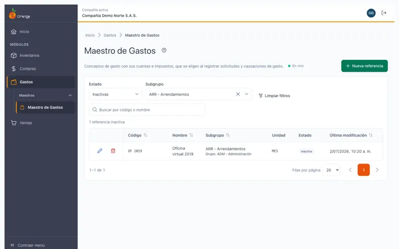Listado con filtros y búsqueda